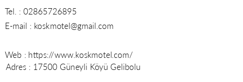 Gelibolu Kk Motel telefon numaralar, faks, e-mail, posta adresi ve iletiim bilgileri